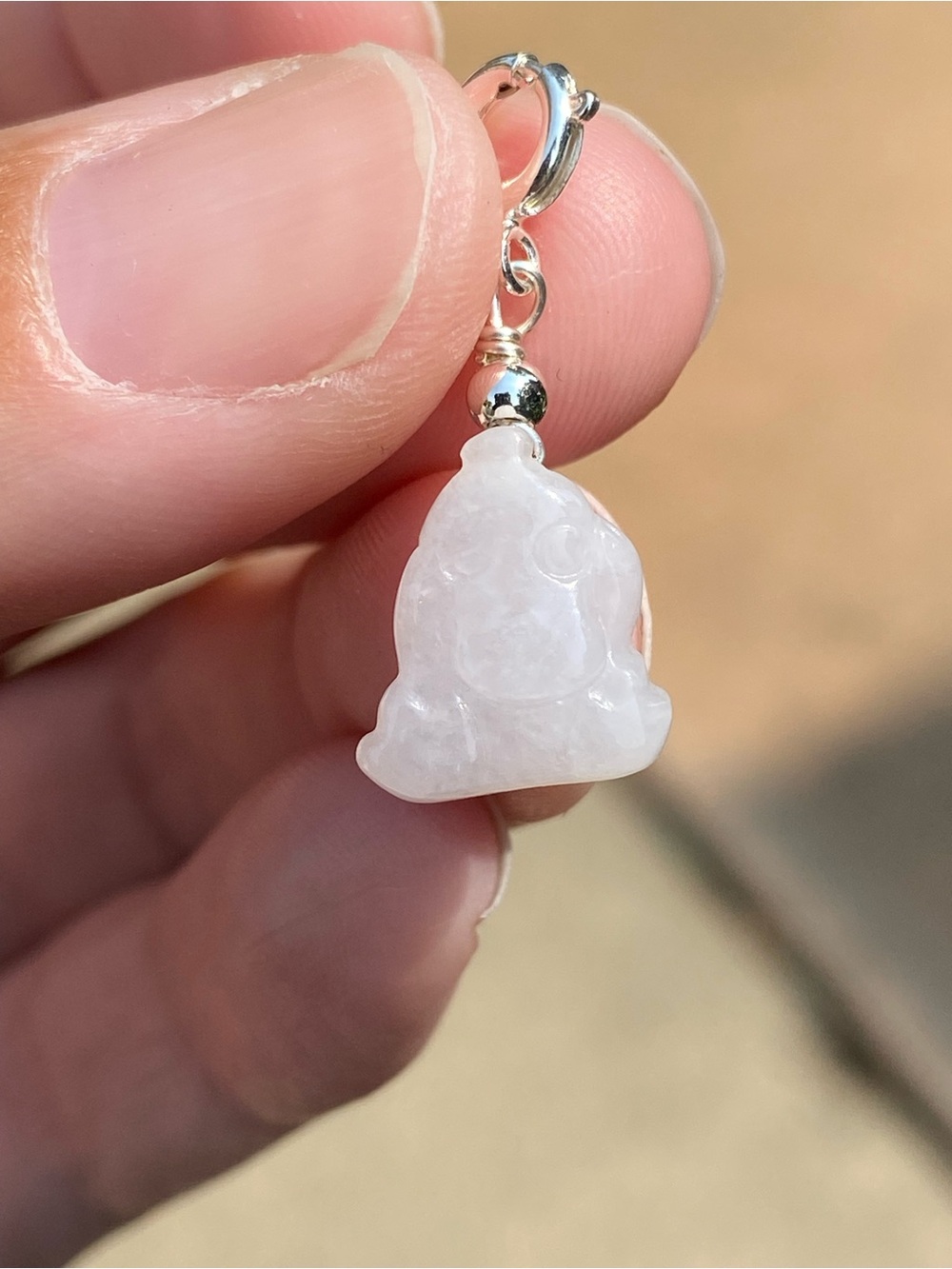Type A Jadeite Psyduck Inspired Charm Natural White Jade